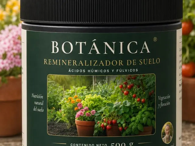 La marca Botánica en la etiqueta del frasco