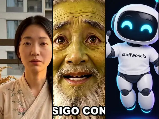 Tres personajes creados por el equipo: Mei Lin, la orquídea que habla y el robot de staff-ecommerce
