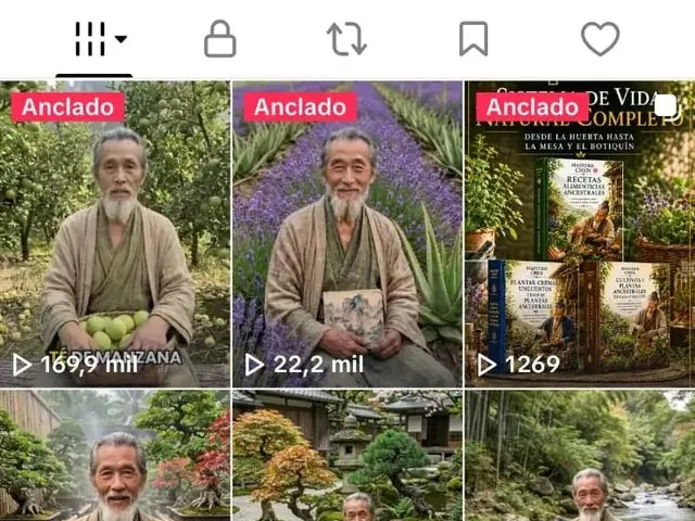 Grilla de videos de la cuenta de TikTok del Maestro Chen